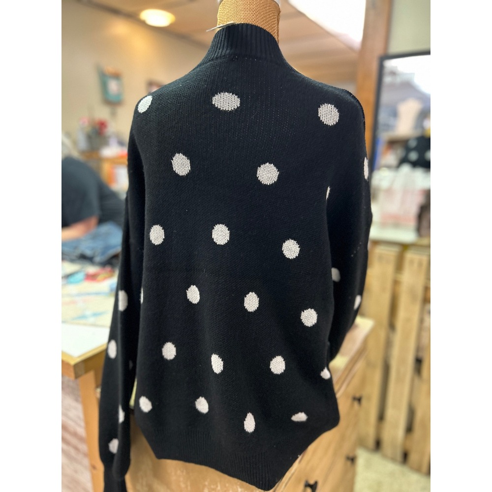 Unbranded Black Polka Dot Crewneck Sweater Relaxed Fit Knit NEW Size XL - Picture 4 of 4